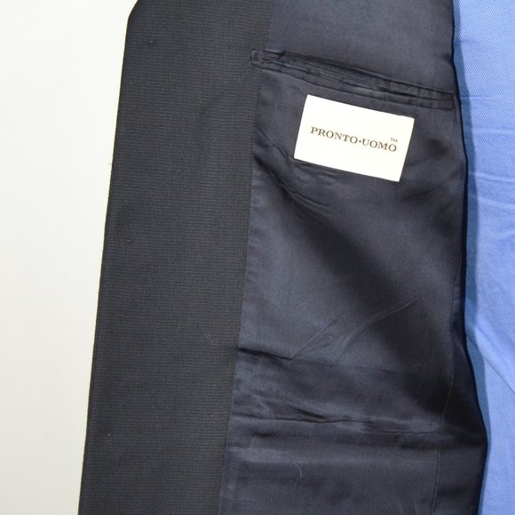 Pronto Uomo 36R Sport Coat Blazer Suit Jacket Navy - Picture 7 of 8